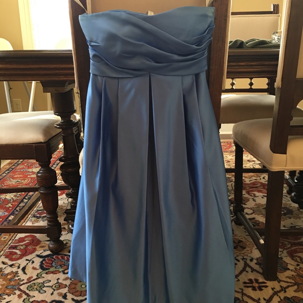 Bill Lekoff tea length blue bridesmaid dress (4)